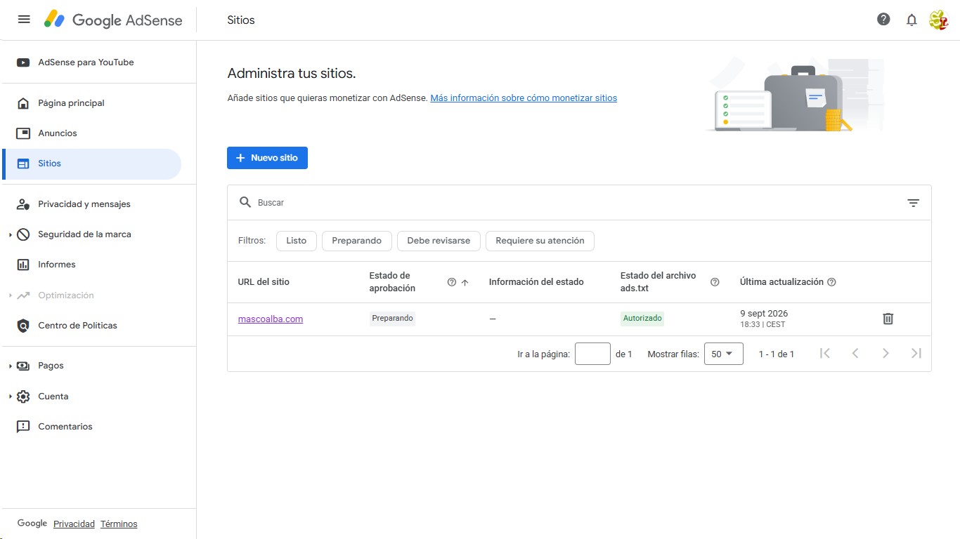 Listado de sitios de AdSense con ads.txt autorizado