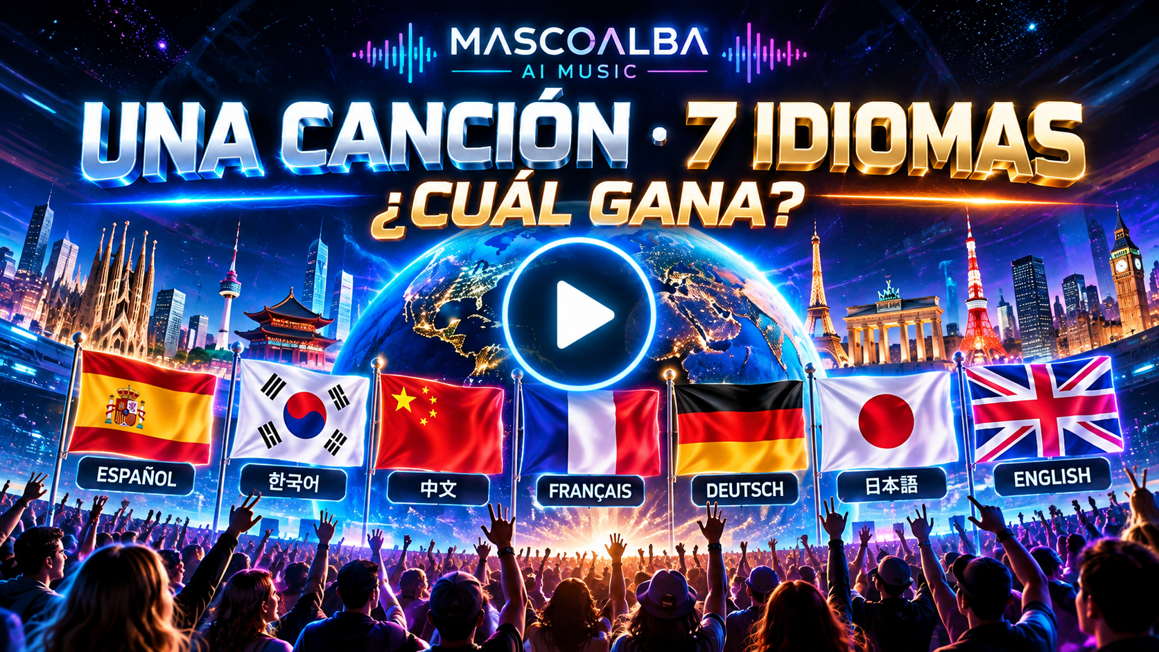 Una canción · 7 idiomas · ¿Cuál gana? · Mascoalba